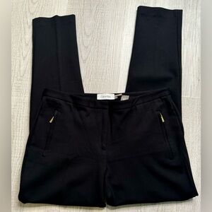 Calvin Klein Black Scuba Slim Dress Pants w/Concealed Gold Zipper Pockets Size 6